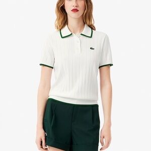 Lacoste White Polo Short Sleeved Polo Collar Golf Sweater 36
